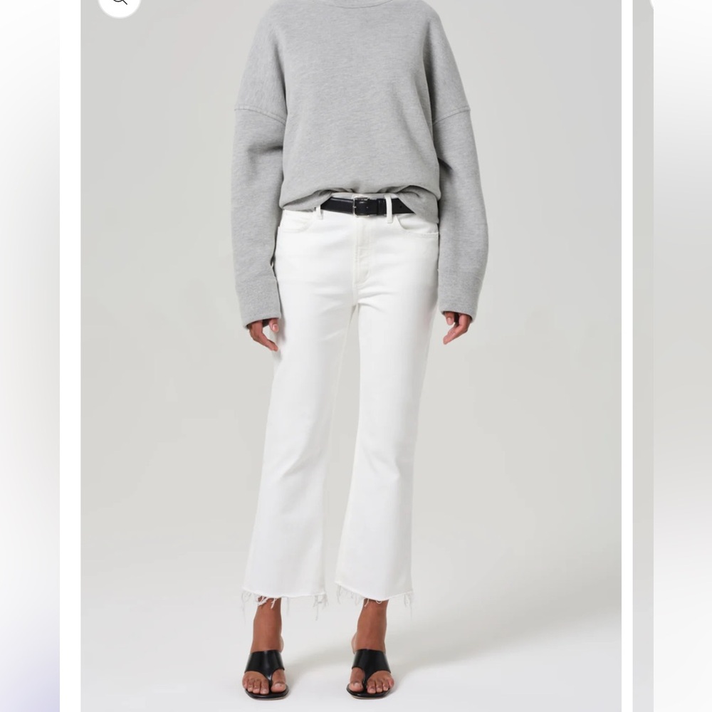 Citizens of Humanity Isola Mid Rise Cropped Boot Soft White Button Fly Jeans 31